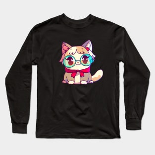 Cat wearing glasses Long Sleeve T-Shirt